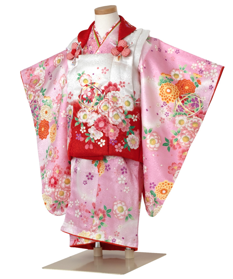 七五三 着物 3歳 被布セット 女の子 京都 花うさぎ SE-2 正絹 ピンクの 